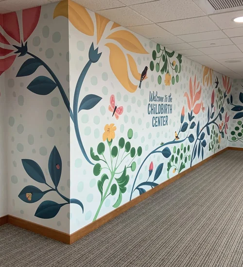 printed wallpaper at a hospital